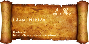 Lévay Miklós névjegykártya